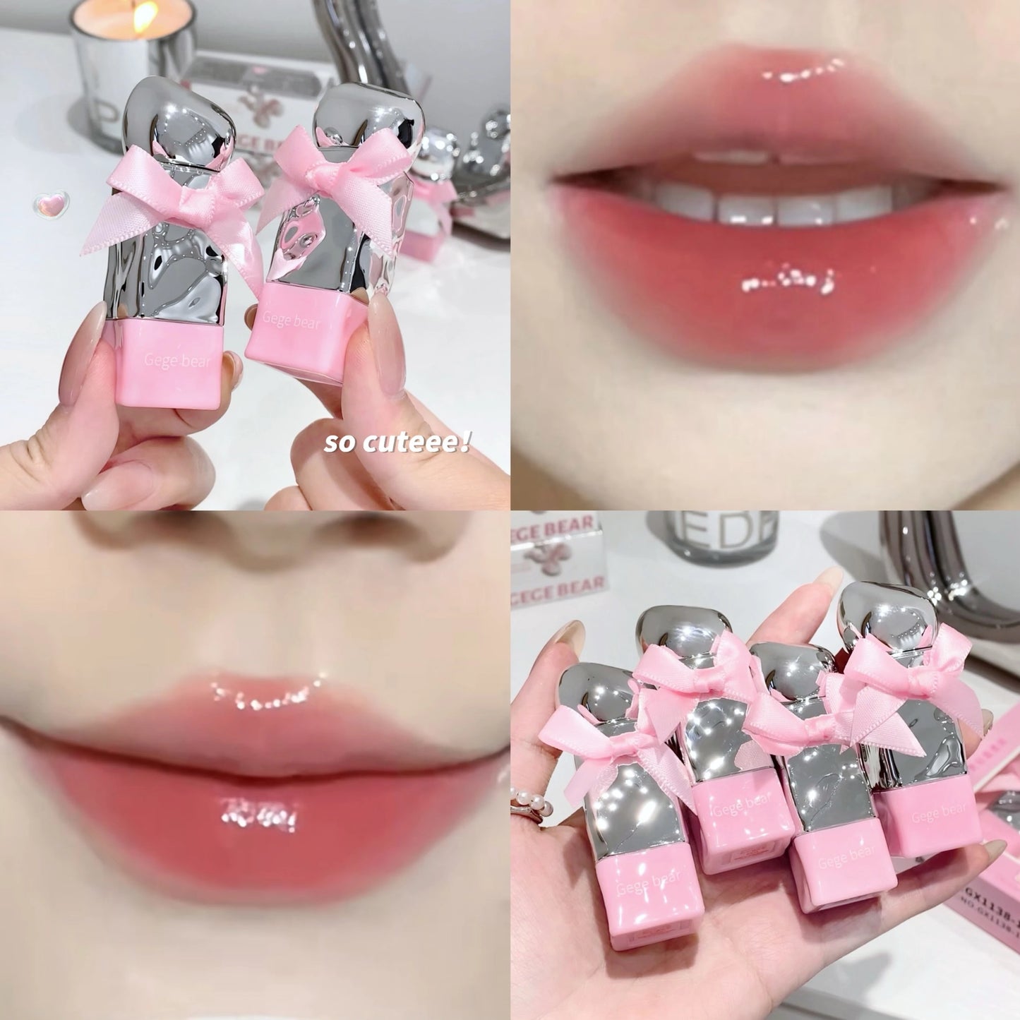 Gege Bear 3pcs Cute Jelly Lip tint Set Moisturizing