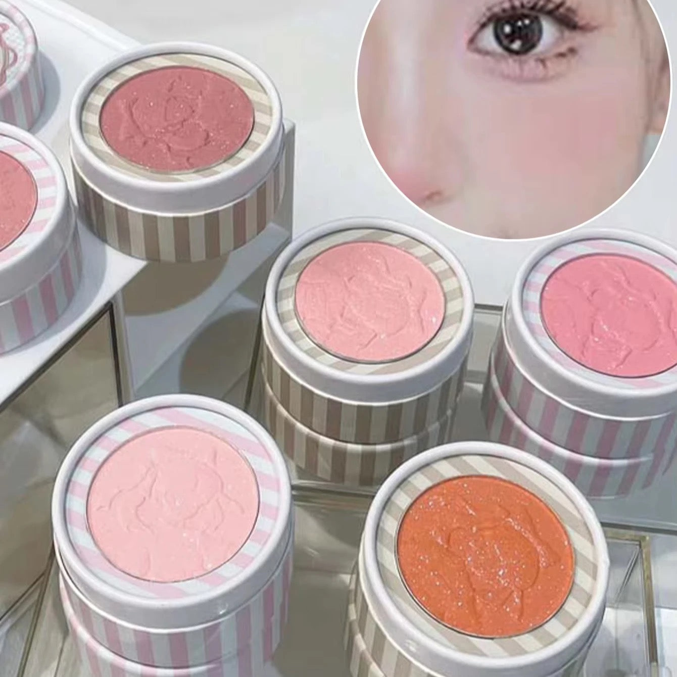 HERORANGE Embossed Smooth Powder Blush Palette For Cheeks