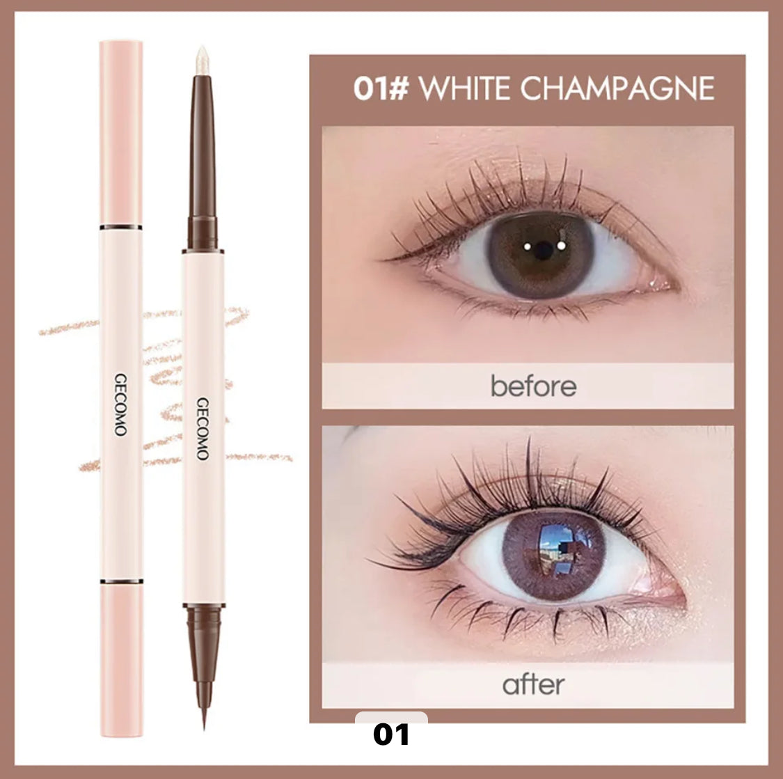 GECOMO Double-headed Silky Texture Quick Dry Waterproof Eyeliner