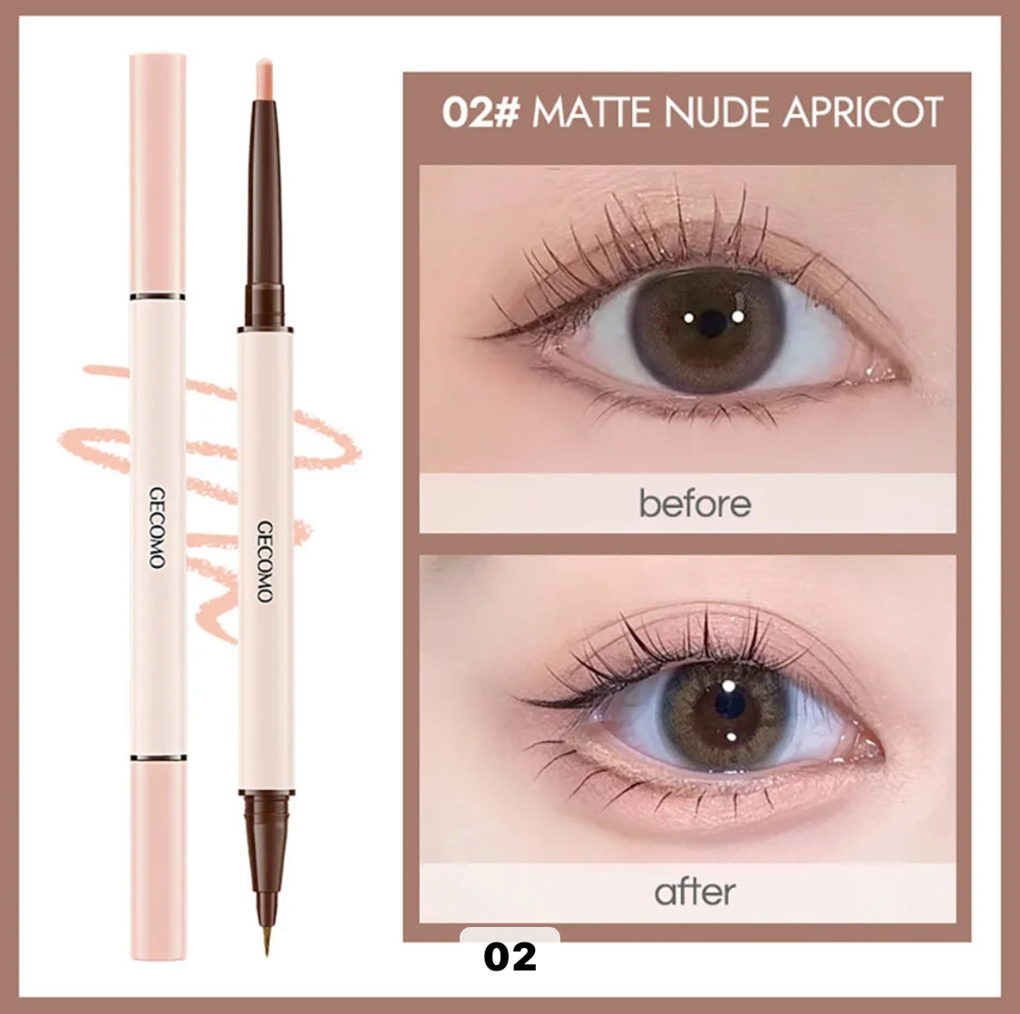 GECOMO Double-headed Silky Texture Quick Dry Waterproof Eyeliner