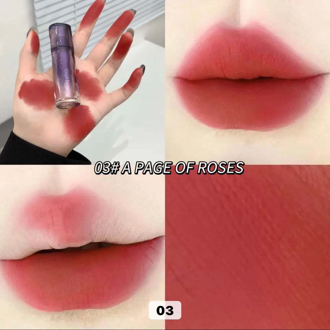 Gege Bear Matte Finish Liquid Lip Tint Long Lasting