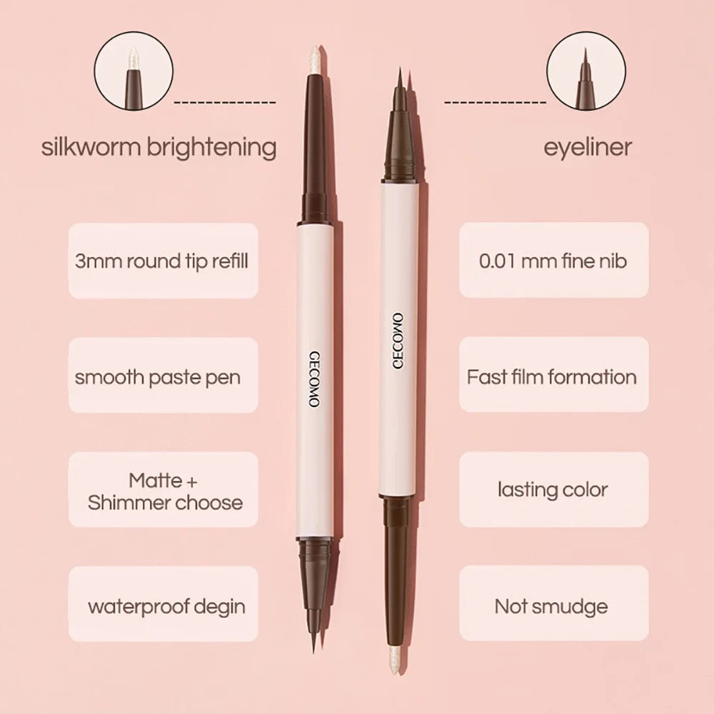 GECOMO Double-headed Silky Texture Quick Dry Waterproof Eyeliner
