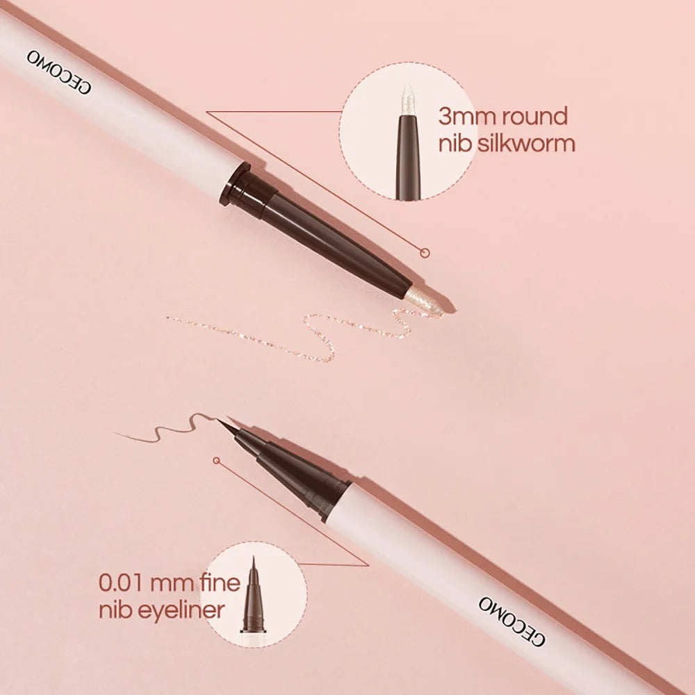 GECOMO Double-headed Silky Texture Quick Dry Waterproof Eyeliner